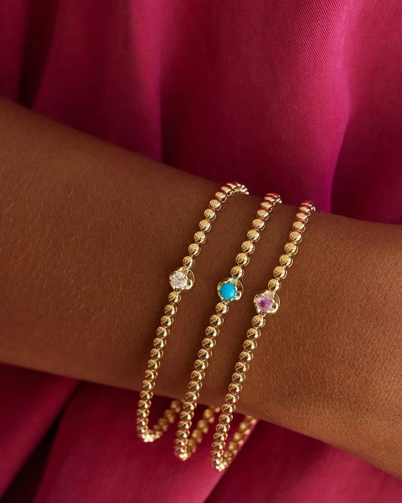 Jennifer Meyer 18K Yellow Gold 1 Illusion Set Pink Sapphire and Mini Bezel Tennis Bracelet 2