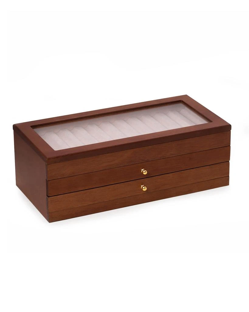 Bey-Berk Men's 36-Pen Cherry Wood 3-Level Storage Case 2