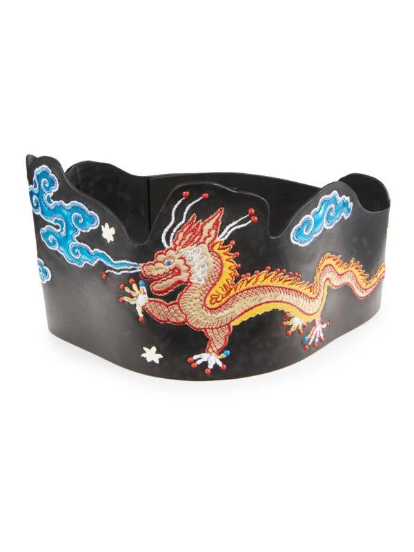 Valentino Dragon Embroidery Leather Belt 1