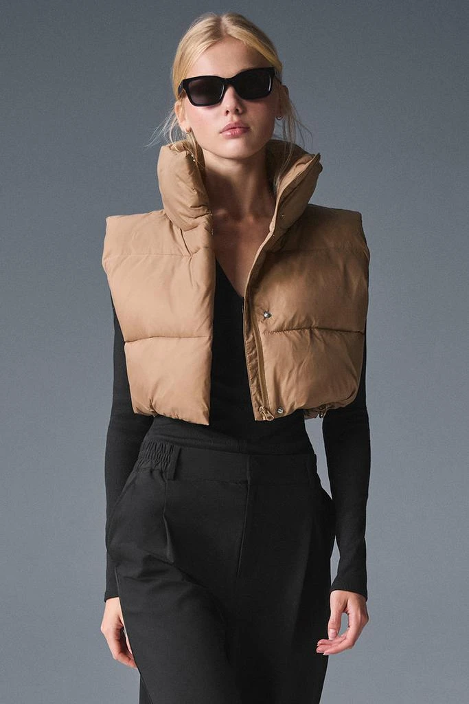 Alo Cropped Gold Rush Puffer Vest - Toasted Almond 1