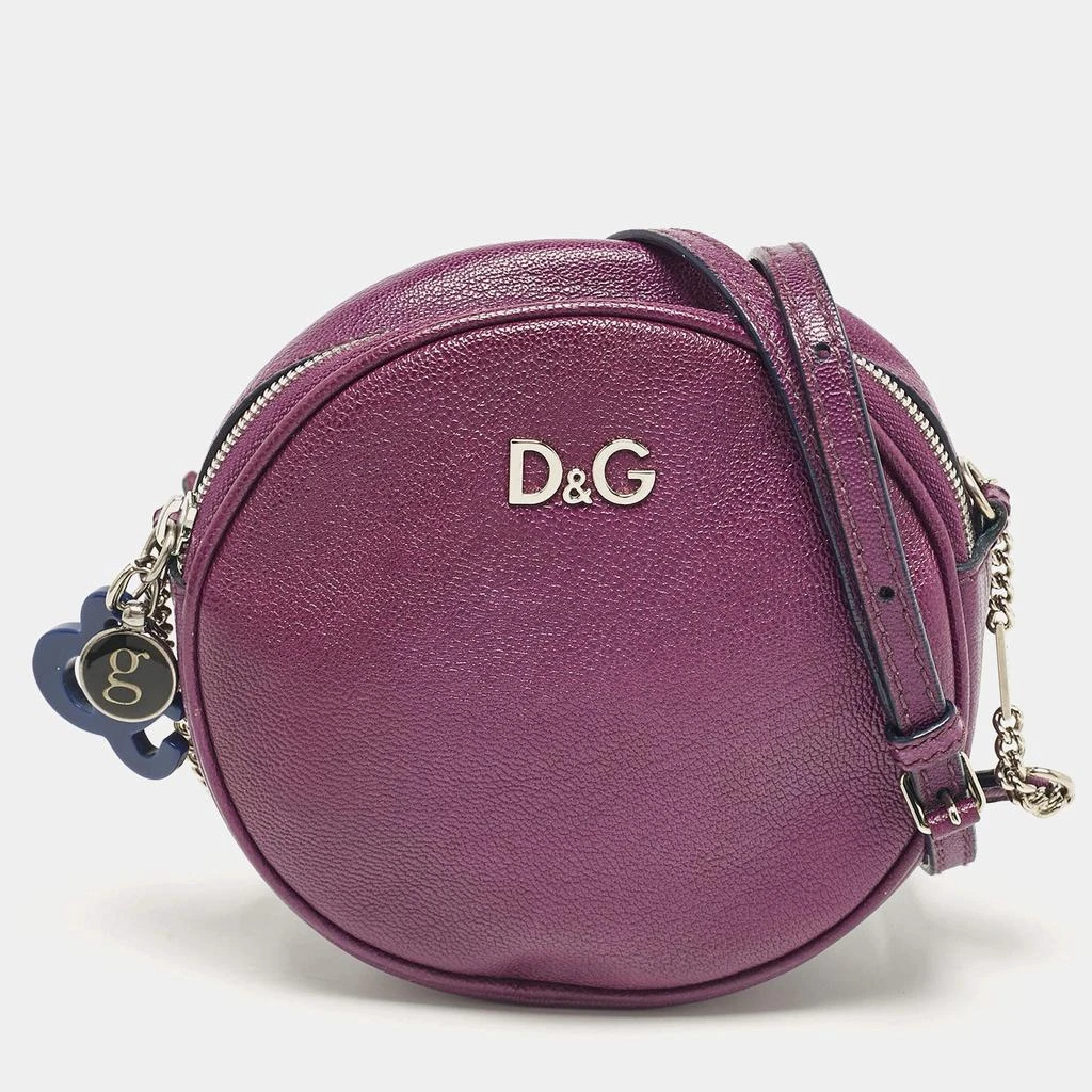 Dolce & Gabbana Dolce & Gabbana Purple Leather Ariette Round Crossbody Bag 1