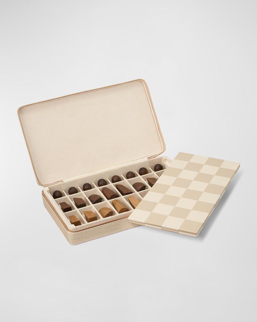 AERIN Enzo Leather Travel Chess Set