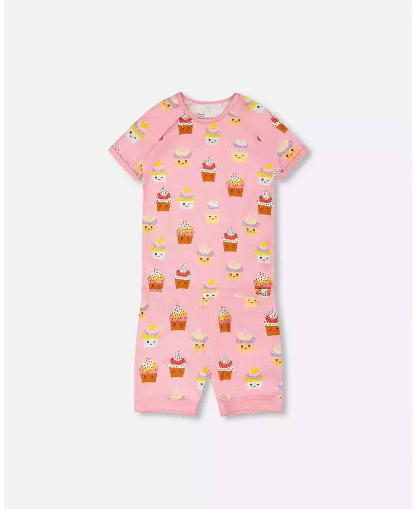 Deux par Deux Baby Girls Cotton Two-Piece Pajama Set, Cupcake Print