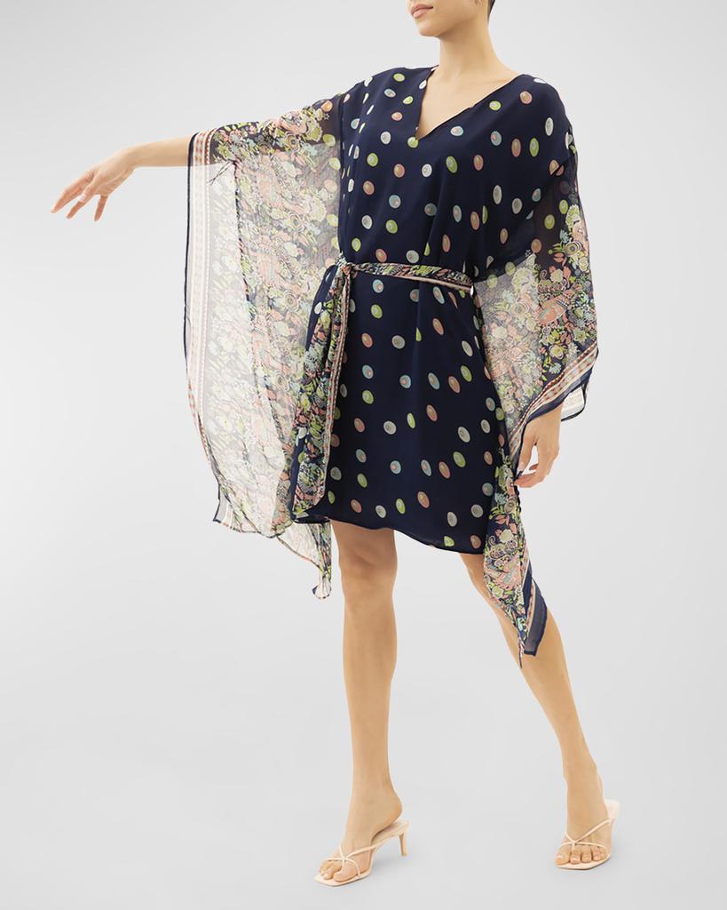Jaline Paloma Polka-Dot Mini Kaftan