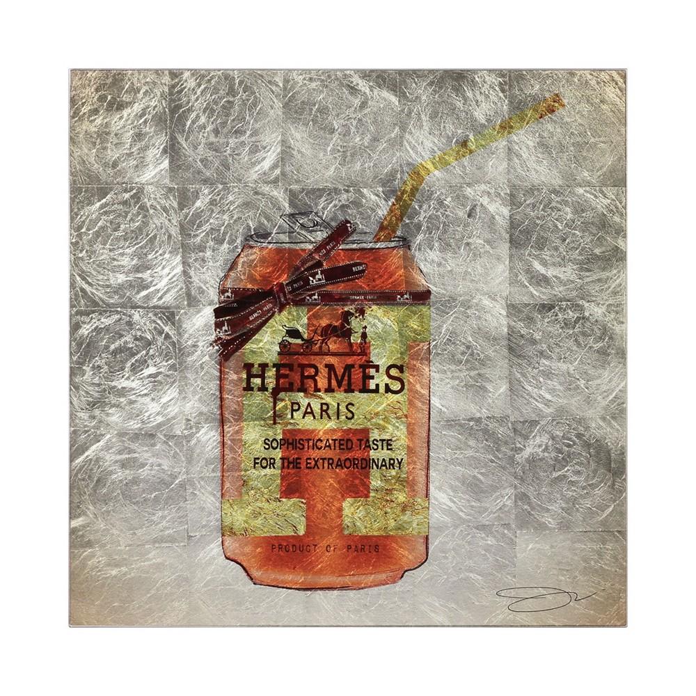 Empire Art Direct "Sip Designer" Reverse Printed Tempered Glass with Silver-Tone Leaf, 24" x 24" x 0.2"