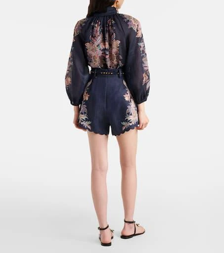 Zimmermann Rhiannon paisley embroidered linen shorts 3