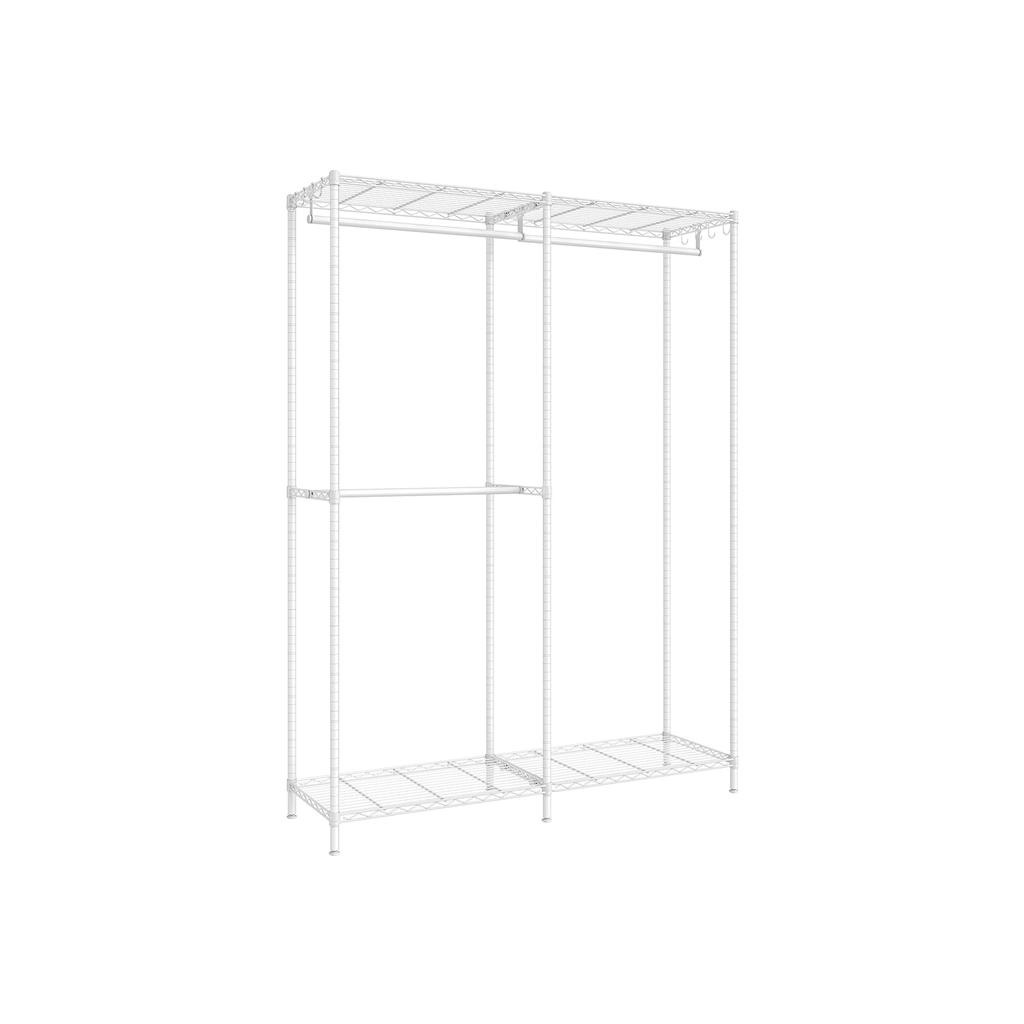 BreeBe Clothing Rack with Adjustable Shelves and Hanging Rails Cloud White