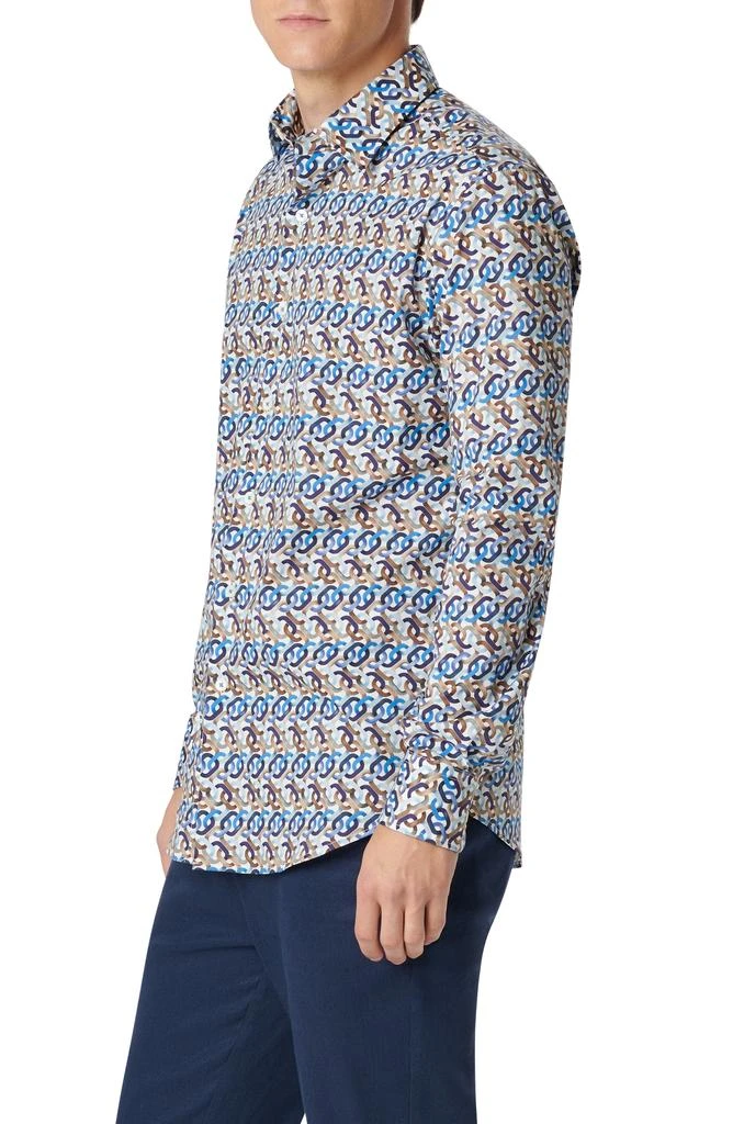 BUGATCHI Julian Chain Link Print Stretch Button-Up Shirt 4