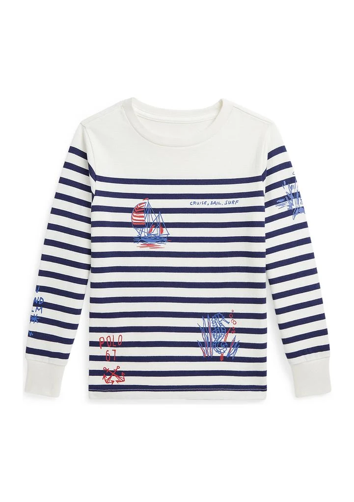 Ralph Lauren Boys 2-7 Striped Cotton Graphic Long-Sleeve T-Shirt