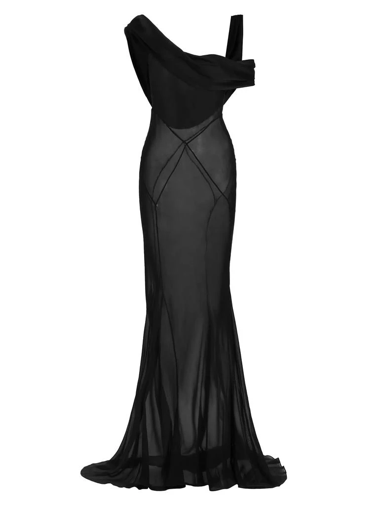 open lace back dress Kiki de Montparnasse Soie Tie Back Flared Midi Slip S