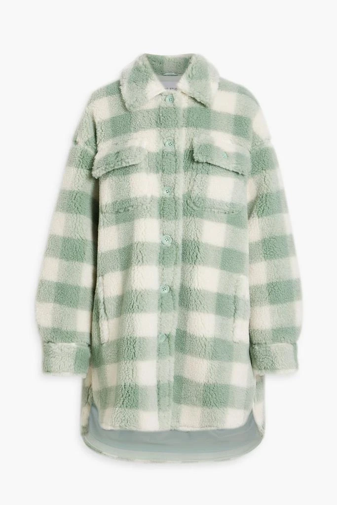 STAND STUDIO Sabi oversized checked faux shearling jacket 1
