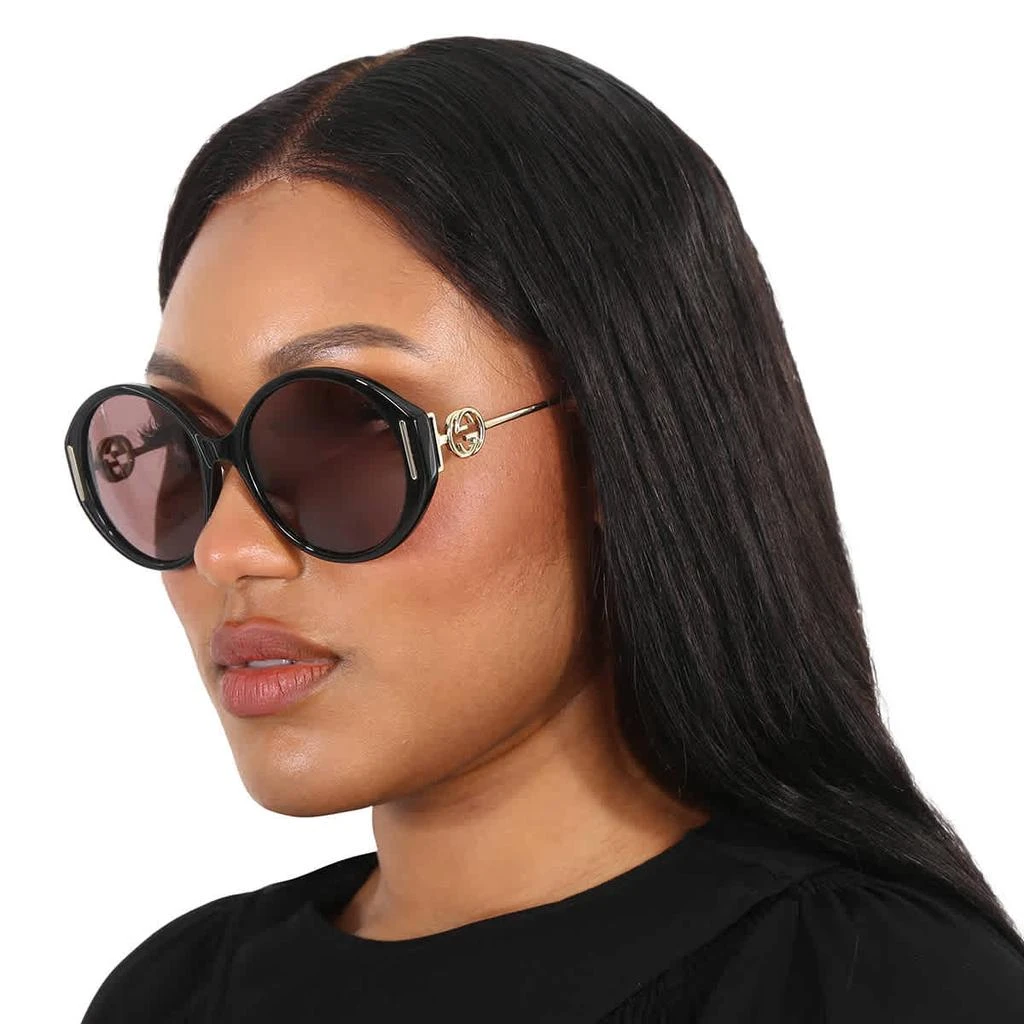 Gucci Gucci Brown Round Ladies Sunglasses GG1202SK 001 58 2