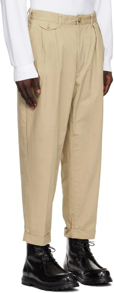 BEAMS PLUS Beige 2 Pleats Twill Trousers 2