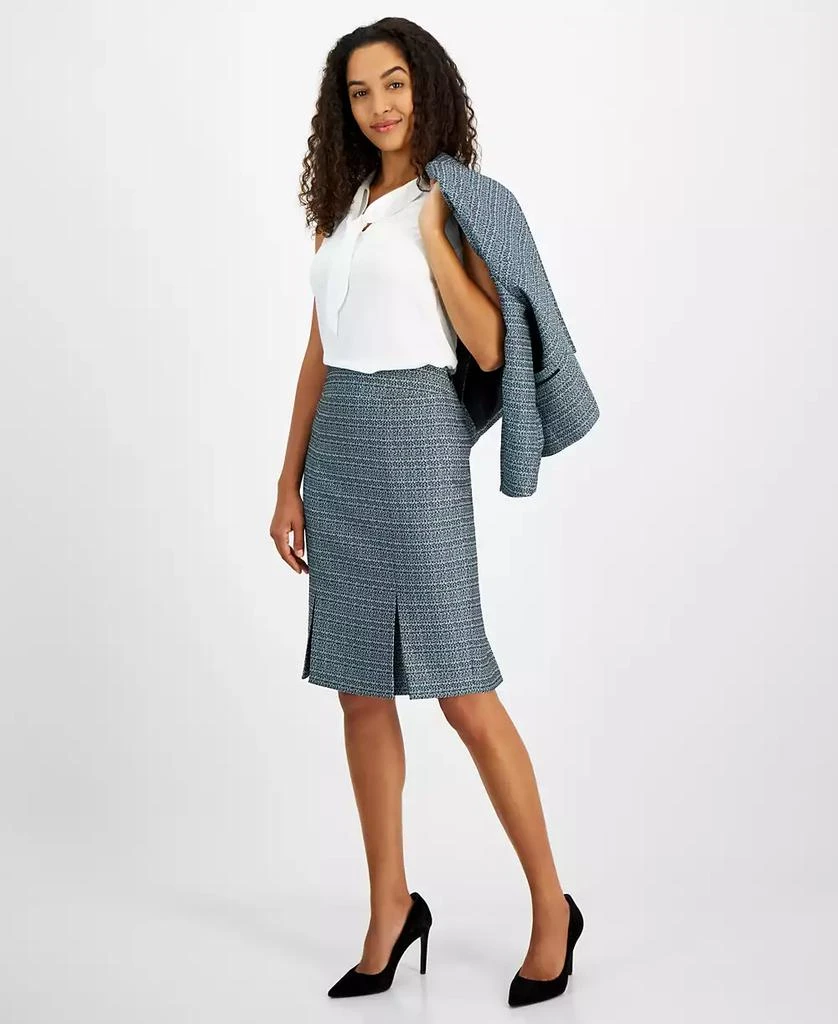 Kasper Women's Pleated Slim-Fit Tweed Pencil Skirt 3