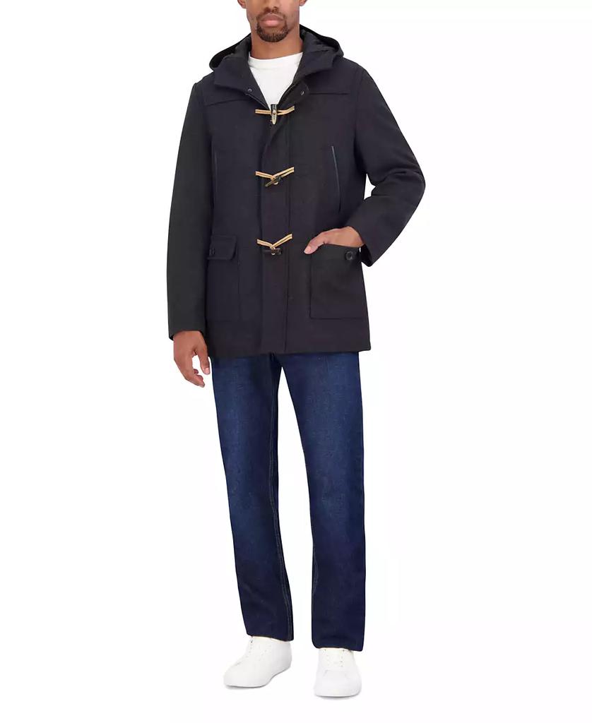 Navy Blue Nautica Men's Hooded Wool Toggle Coat 1940s Navy
