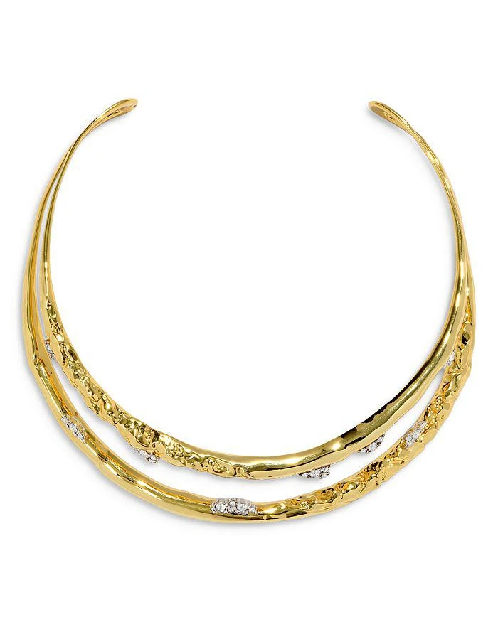 Alexis Bittar Crystal Thorned Structured Open Collar Necklace in 14K Gold Plated, 4.75" 2