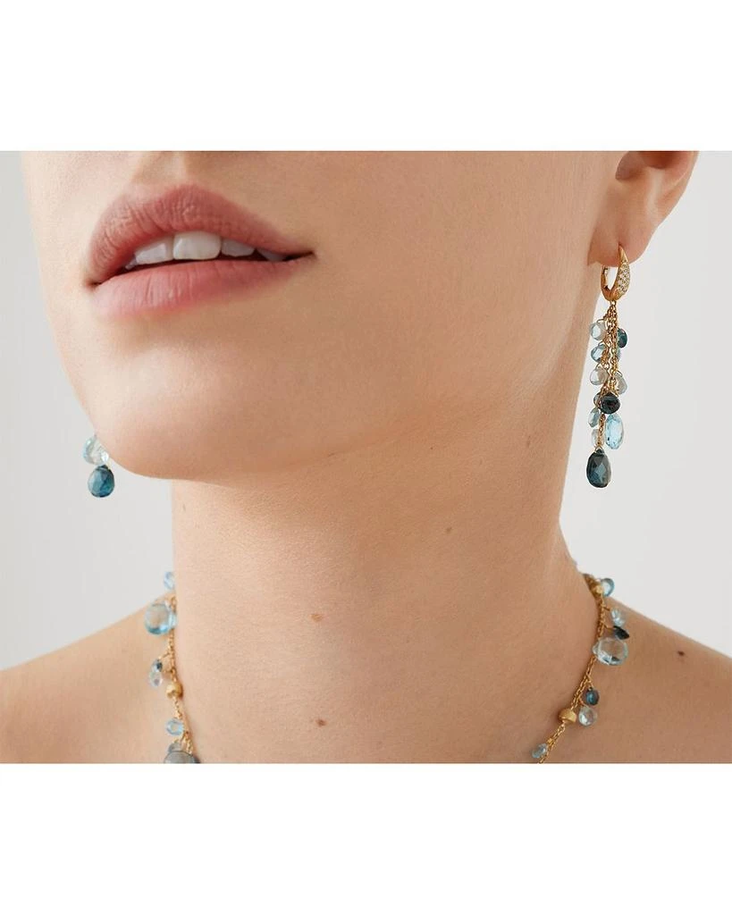 Marco Bicego 18K Yellow Gold Paradise Multi Blue Topaz & Diamond Linear Drop Earrings 2