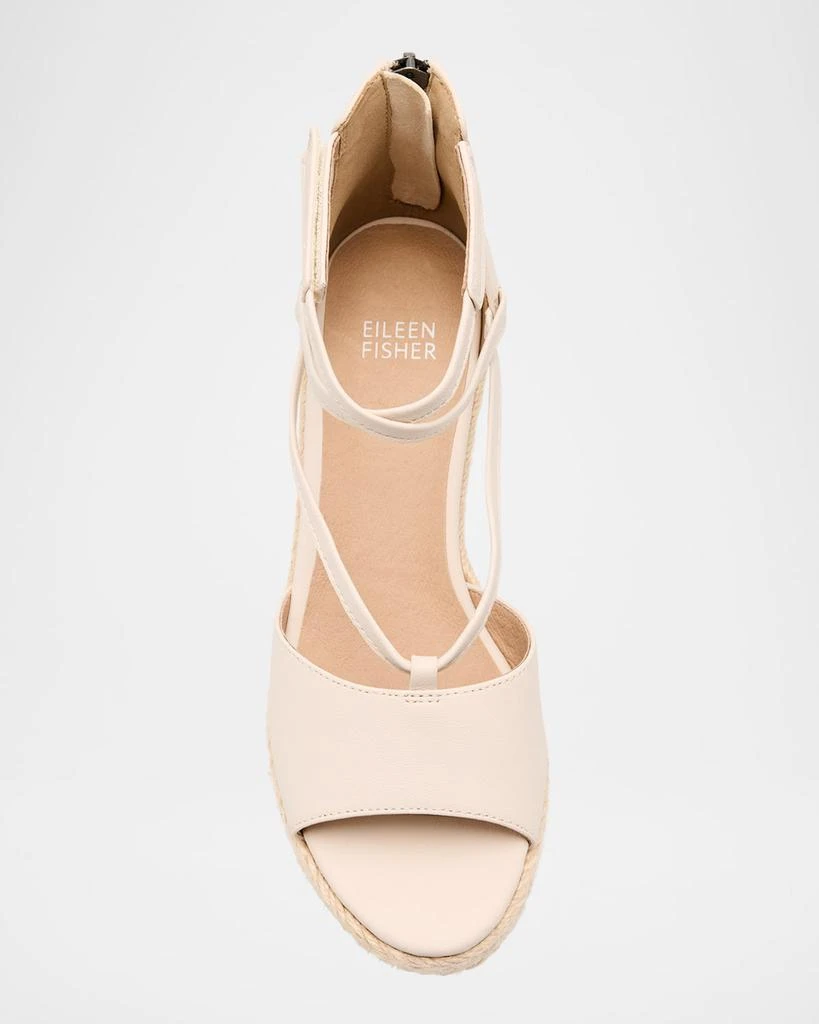Eileen Fisher Wesson Leather Ankle-Strap Wedge Espadrilles 3