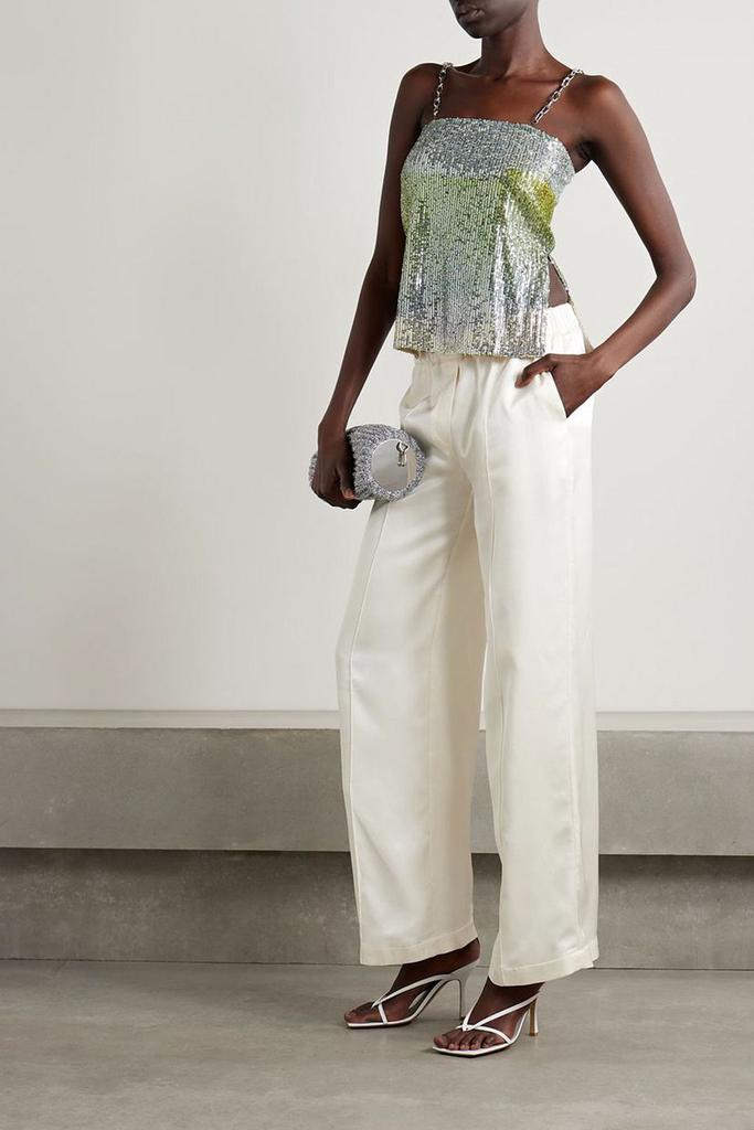 IN THE MOOD FOR LOVE Elody chain-embellished sequined tulle top