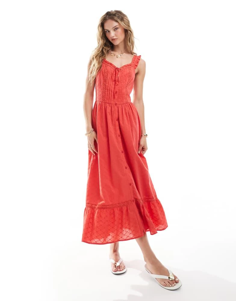 Shop Miss Selfridge broderie milkmaid maxi dress in red on Sale at  BeyondStyle  Get 61% Off Miss Selfridge broderie milkmaid maxi dress in red  with Limited-Time Flash Deals, Exclusive Discounts, and