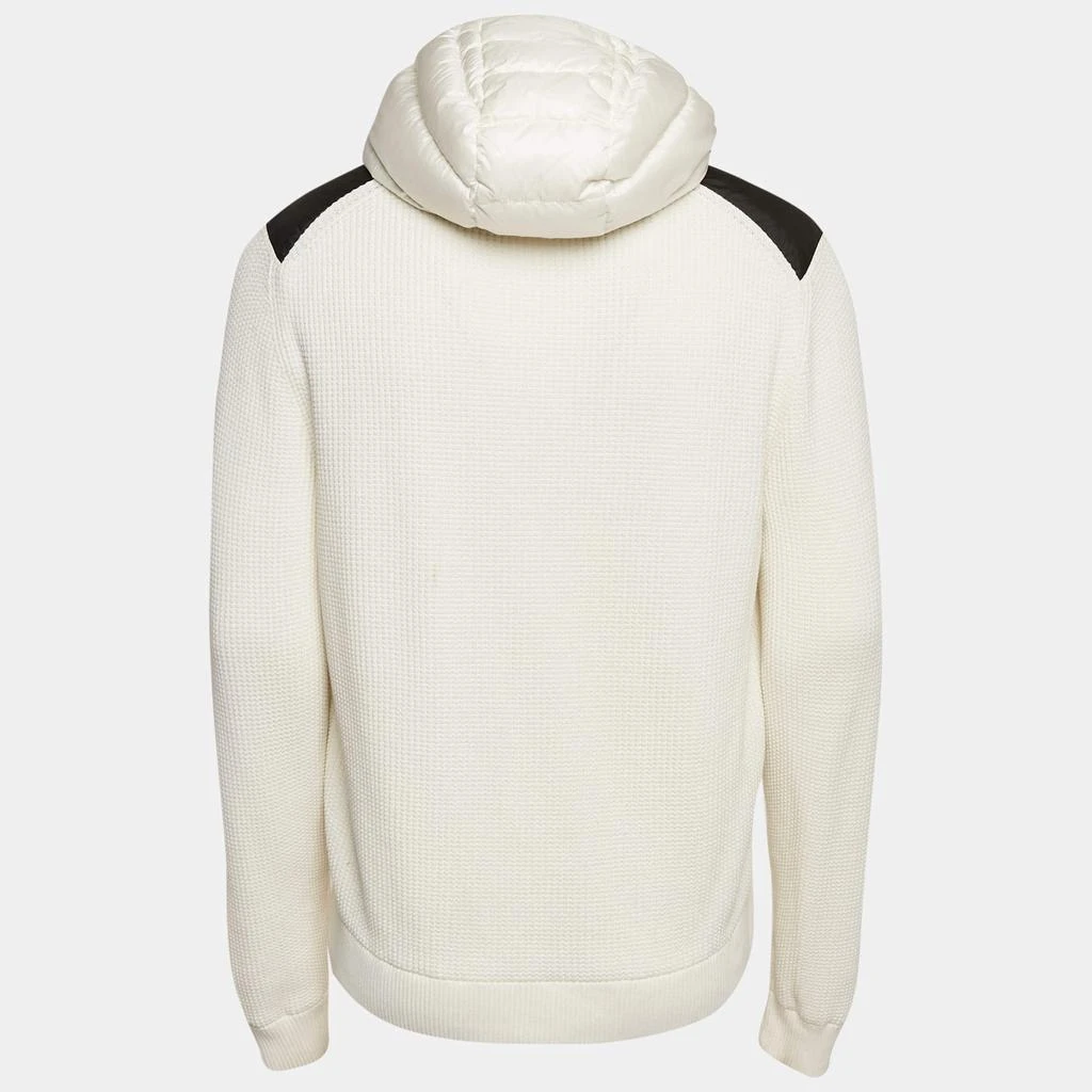 Moncler Moncler White Logo Print Cotton Knit and Quilted Nylon Down Jacket L 2