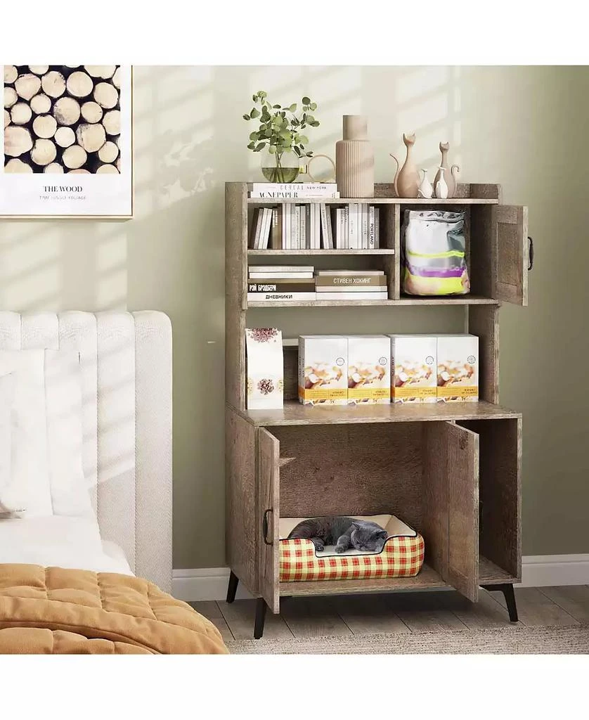 Slickblue Large Cat Litter Box Enclosure with Display Storage Shelves 3