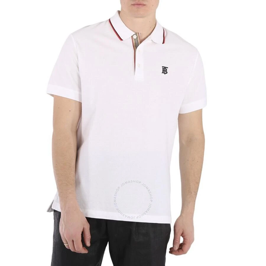 Burberry Burberry Men's White Icon Stripe Placket Cotton Pique Polo Shirt, Size X-Large 1
