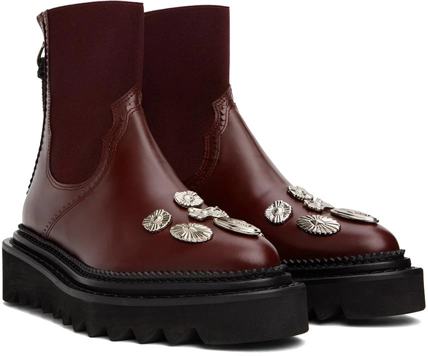 Toga Pulla Burgundy Side Gore Metal Boots 4