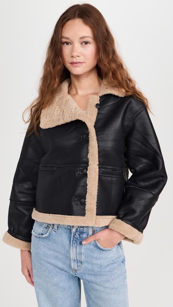 Moon River Black Faux Shearling Jacket