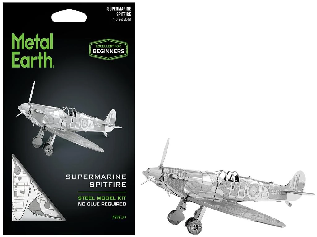 Metal Earth Model Kit Supermarine Spitfire Fighter Aircraft "Royal Air Force" (Easy Difficulty) Steel Model by
