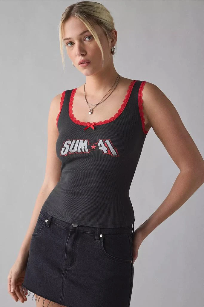 Urban Outfitters Sum 41 Graphic Lace Trim Tank Top