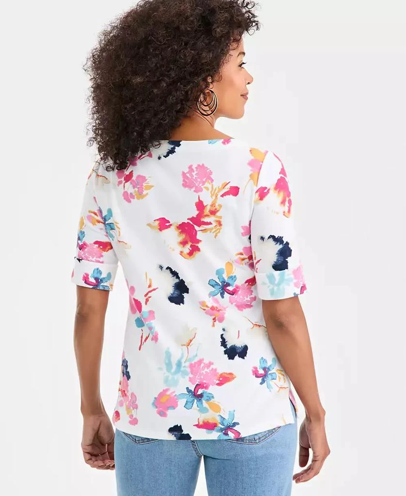 Style & Co Petite Elbow-Sleeve Floral Essence Top 4