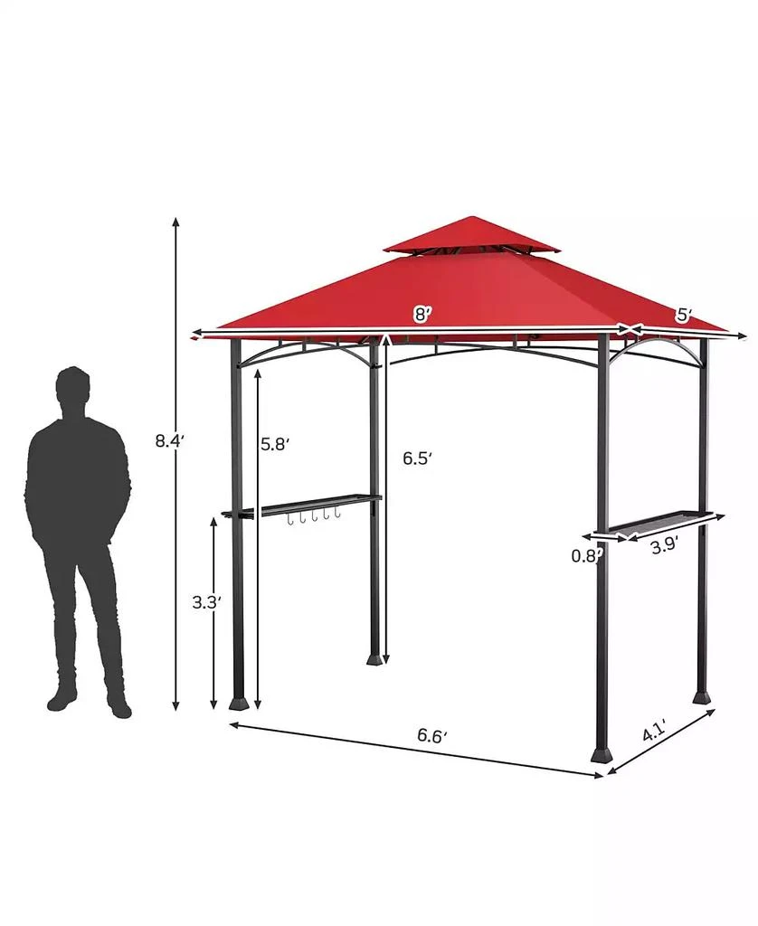 GOUUN 8 x 5 Feet Outdoor Barbecue Grill Gazebo Canopy Tent BBQ Shelter-Red 2