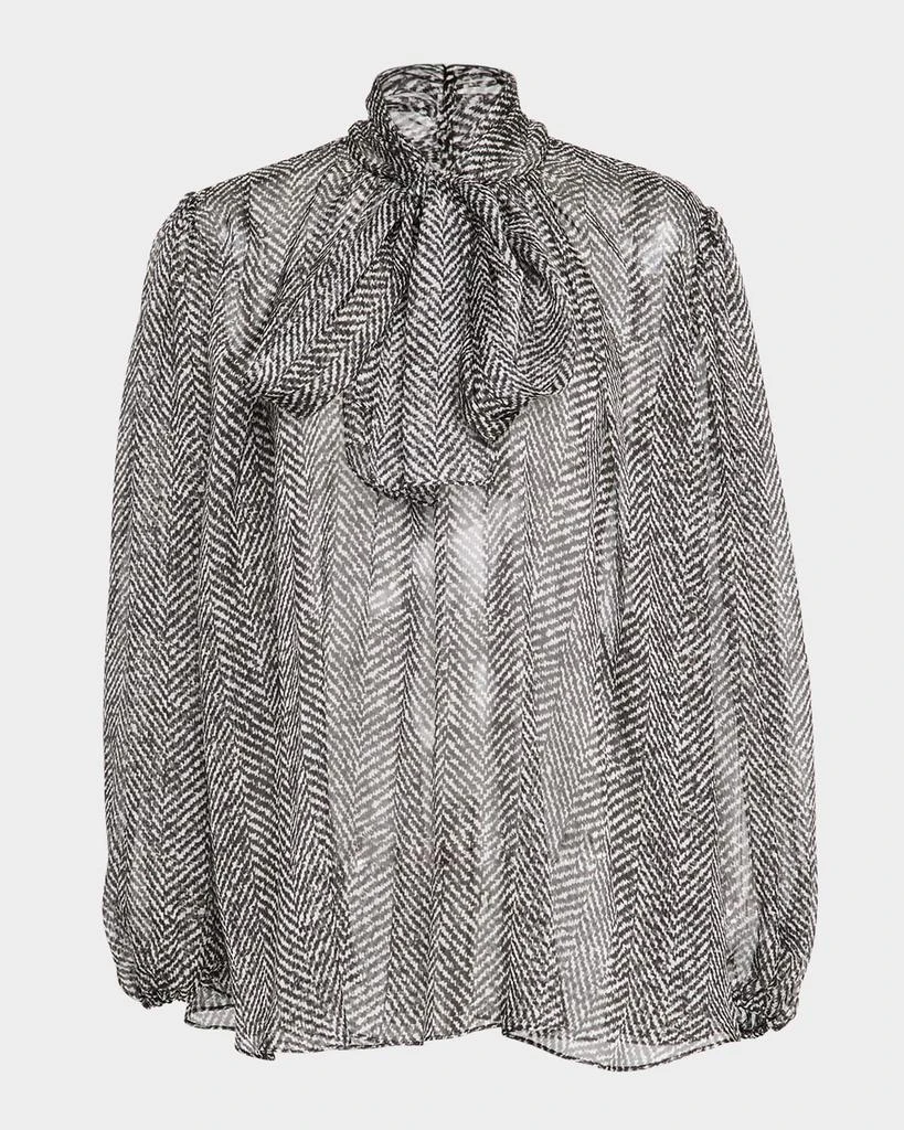 Dolce 
Gabbana Chevron Chiffon Neck-Tie Blouse