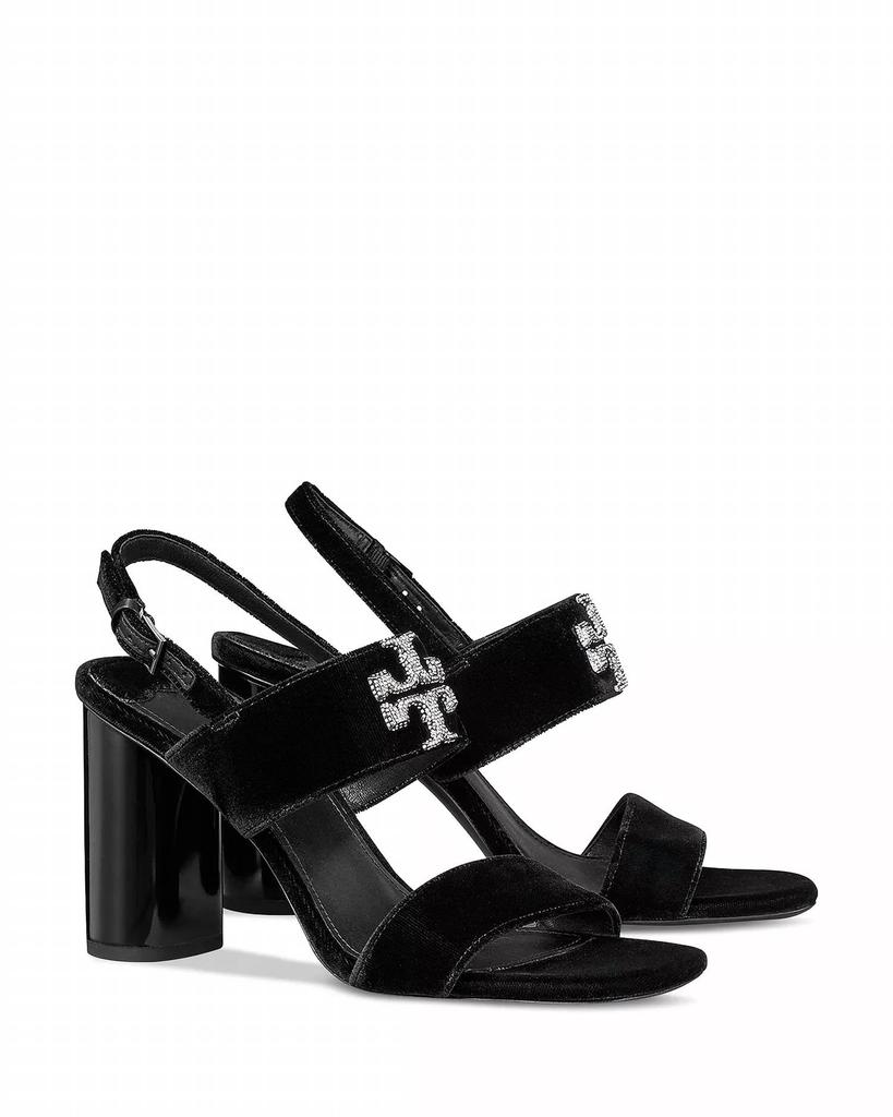 Tory Burch Eleanor Pave Heel Sandal In Black