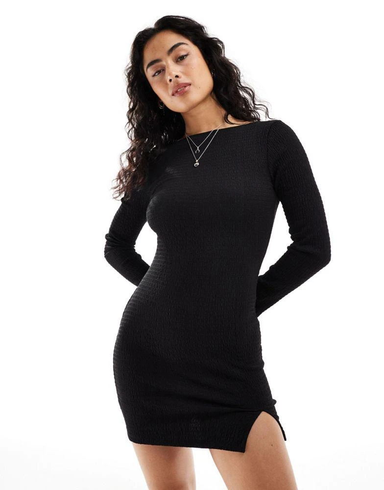 Bershka Bershka open back mini dress in black 4