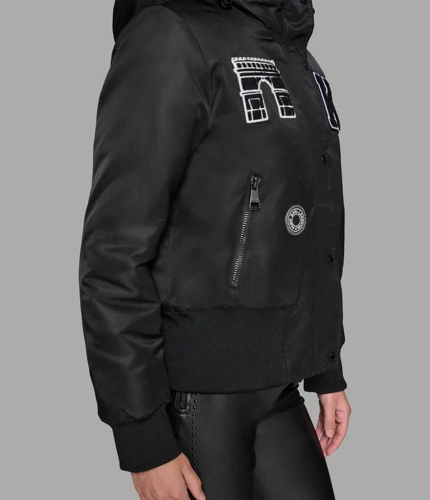 Karl Lagerfeld Paris PATCH FUR HOOD BOMBER JACKET 7