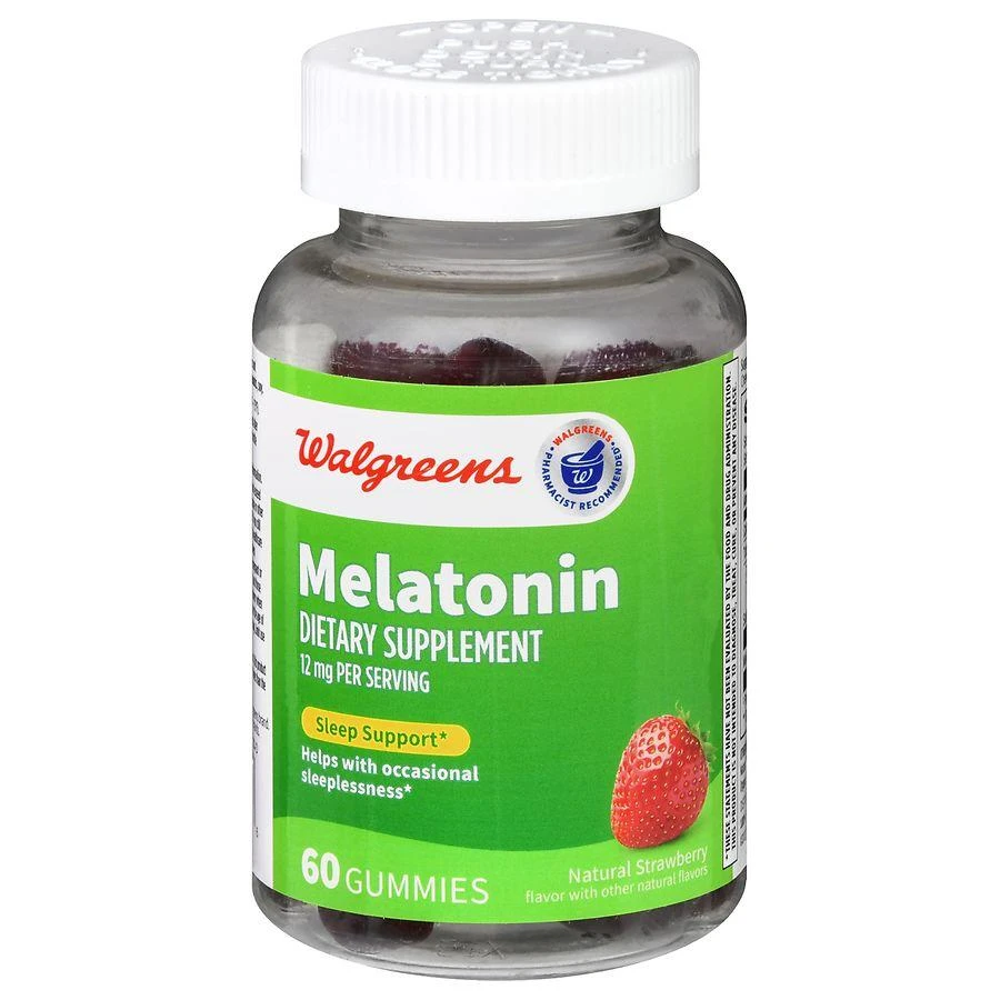 Walgreens Melatonin 12 mg Gummies (30 days) Natural Strawberry 1