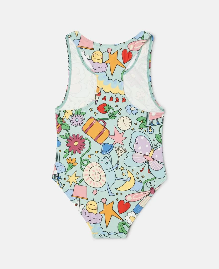 Stella McCartney Stella McCartney - Bug Hotel Print Swimsuit, Woman, Green/Multicolor, Size: 5 1