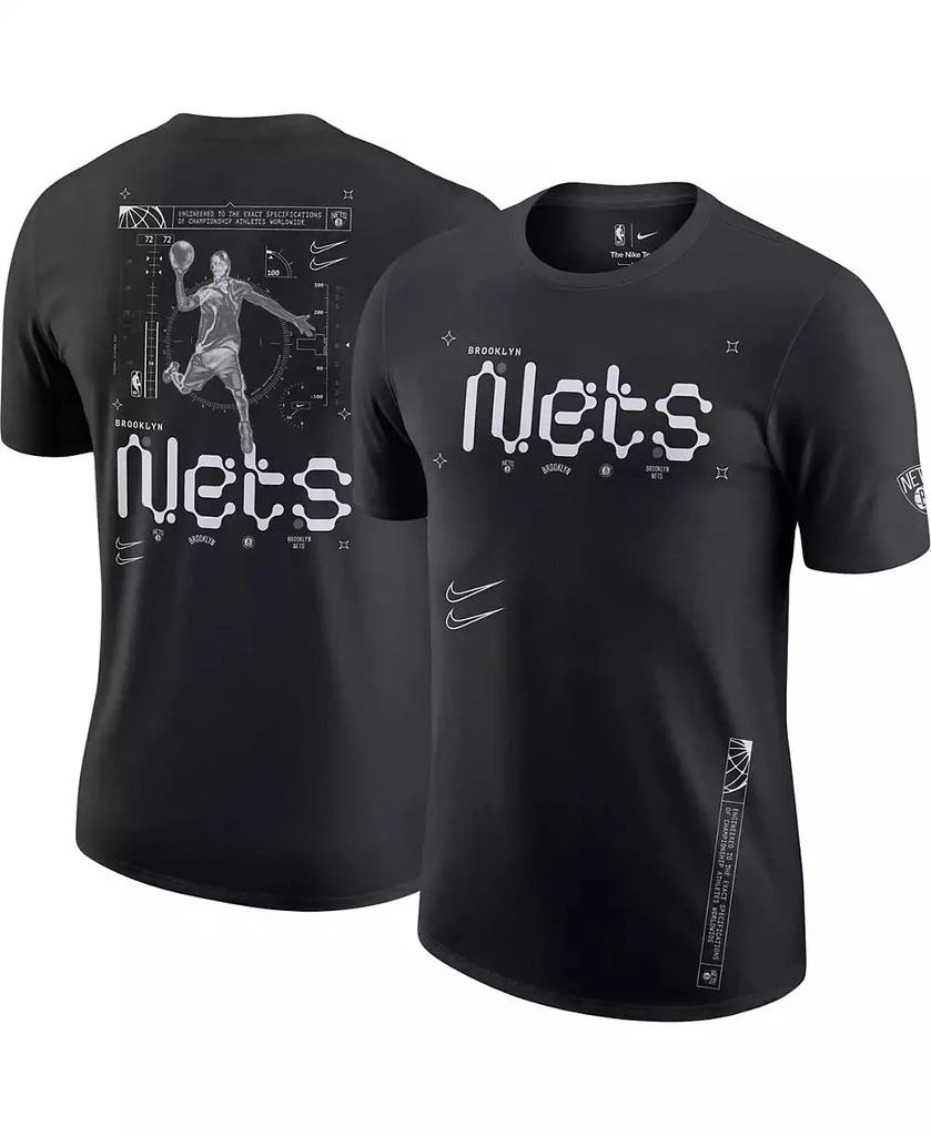 NIKE Men's Black Brooklyn Nets Courtside Air Traffic Control Max90 T-shirt 1