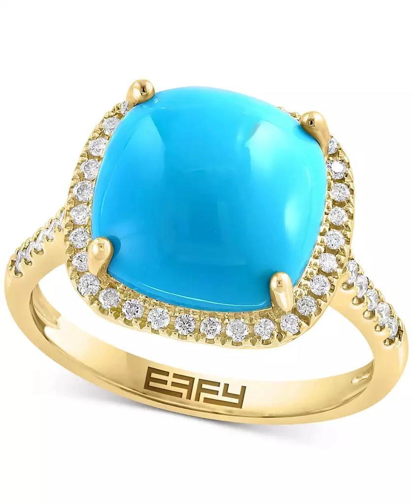 Effy EFFY® Turquoise 
Diamond (1/4 ct. t.w.) Halo Ring in 14k Gold