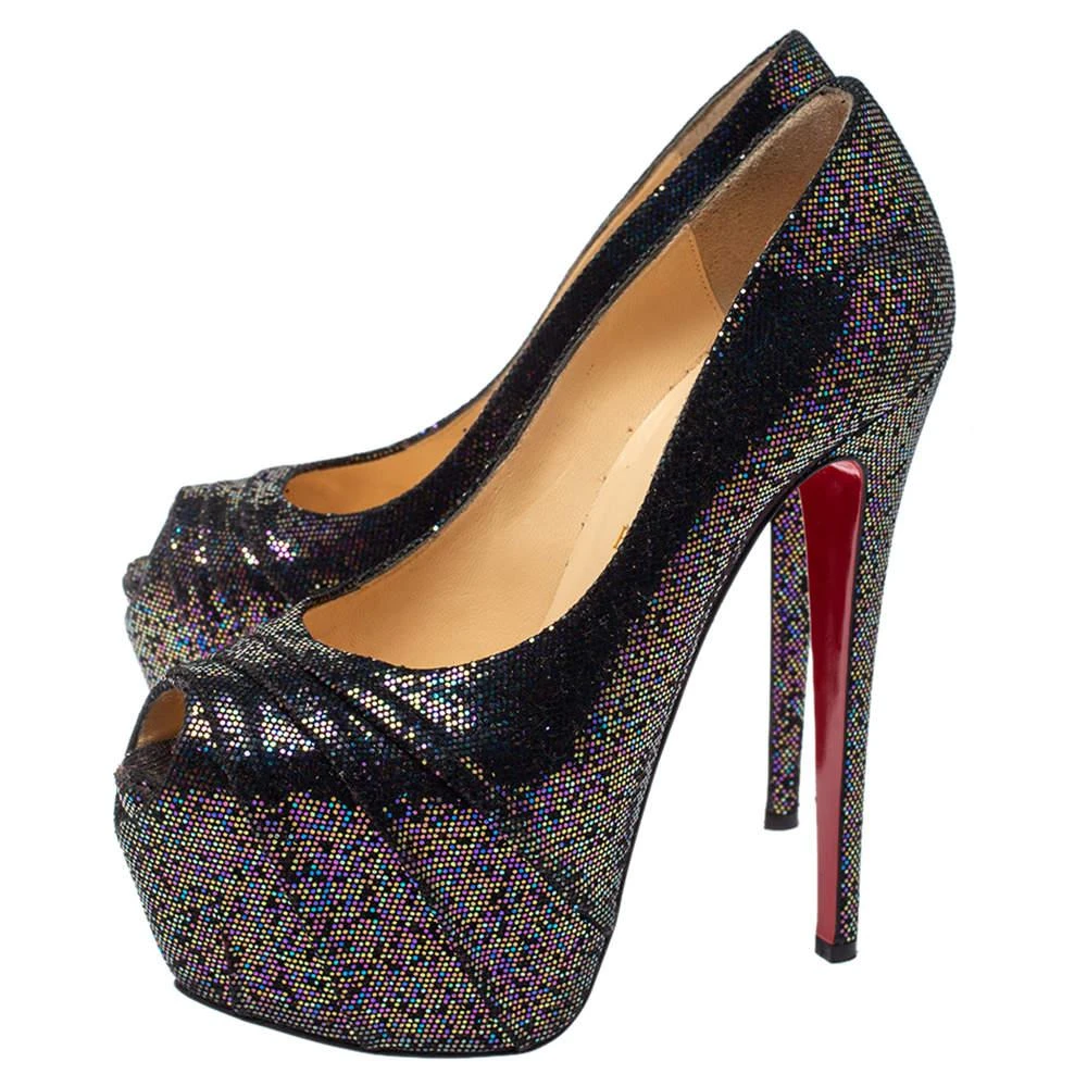 Christian Louboutin Christian Louboutin Black Glitter Fabric Drapesse 160 Spotlight Pumps Size 38 4