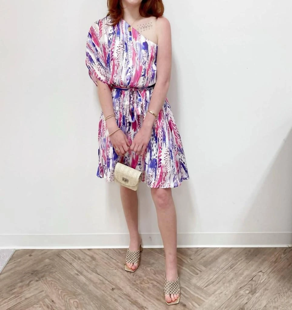 Meet Me in Santorini Malani One Shoulder Printed Mini Dress In Violet Print 1