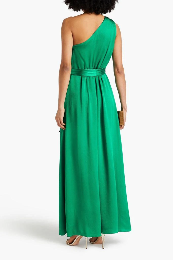 Monique Lhuillier One-shoulder hammered-satin maxi dress 3