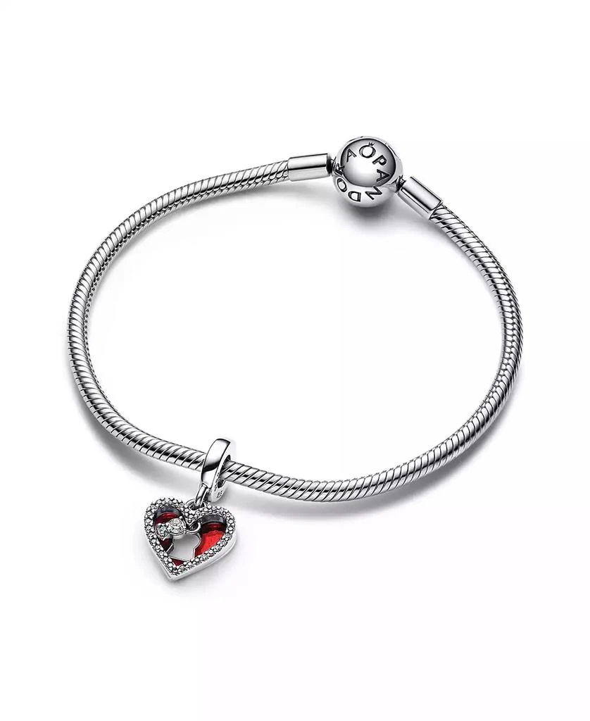 PANDORA Sterling Silver Padlock Heart Double Dangle Charm 3