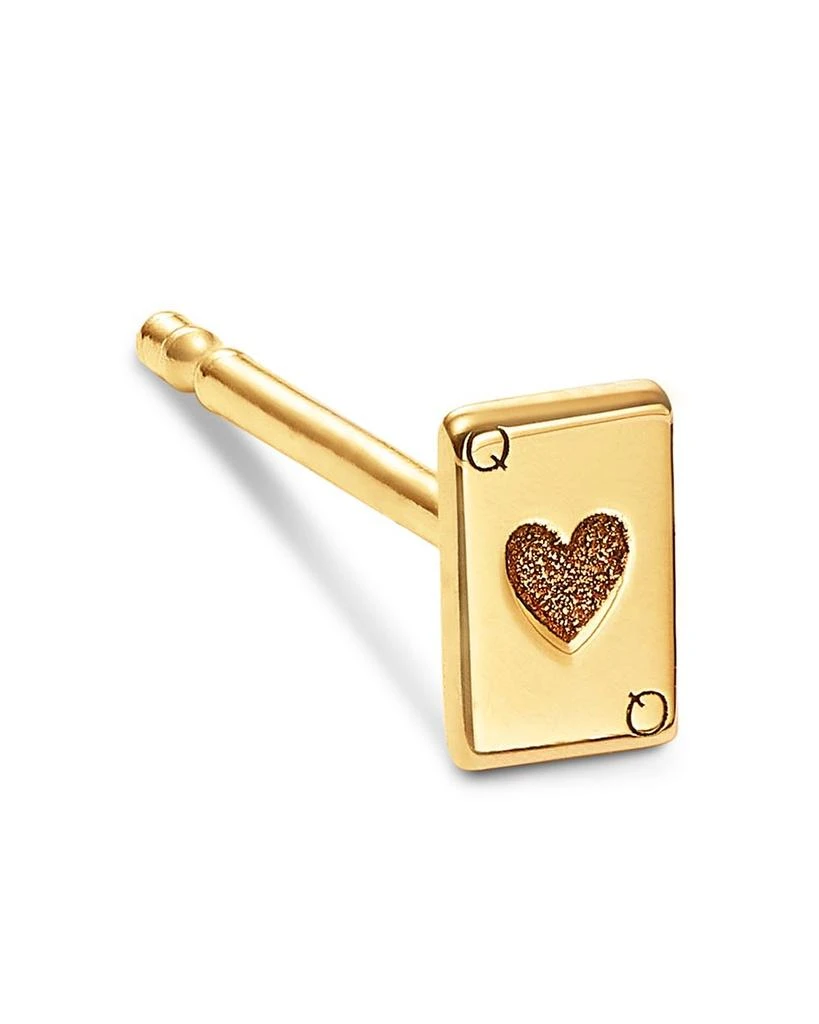 Zoe Chicco 14K Yellow Gold Itty Bitty Symbols Queen of Hearts Single Stud Earrings 3