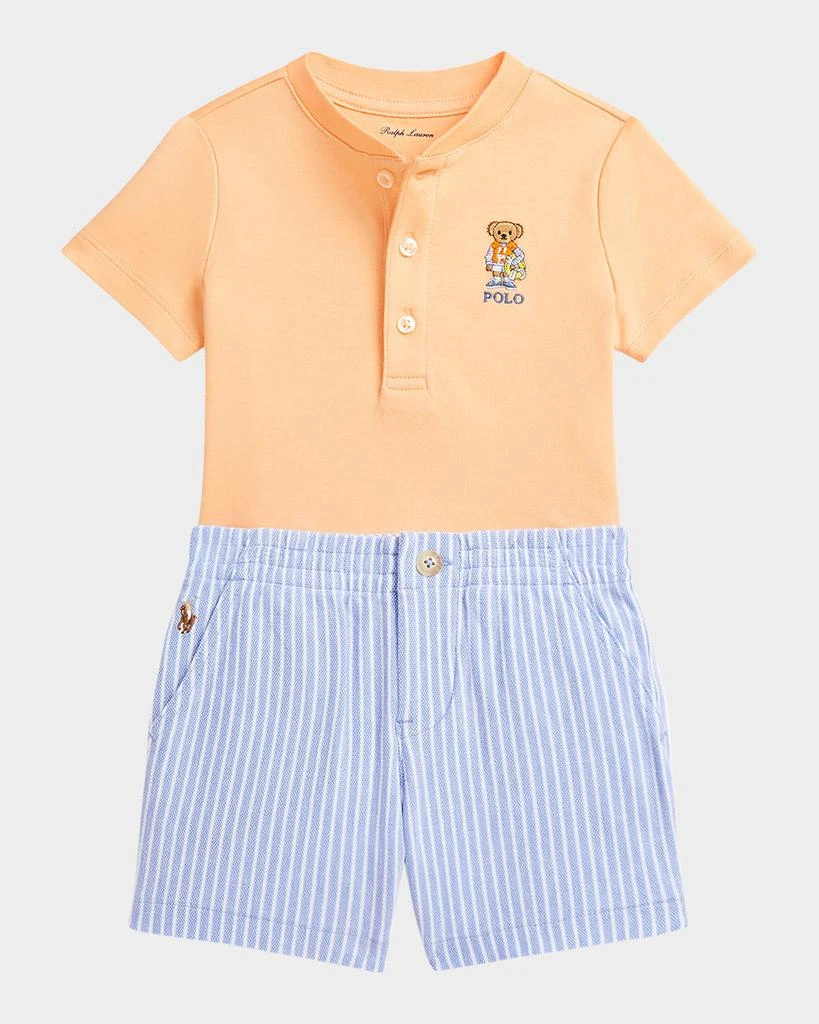 Ralph Lauren Boy's Polo Bear Seersucker Henley Shirt and Shorts Set, Size 3M-24M from Neiman Marcus
