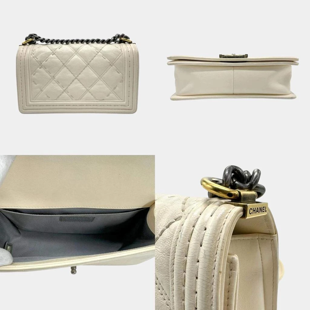 Chanel Chanel Off-White Calfskin Quilted Mini Boy Flap White Shoulder Bag  3