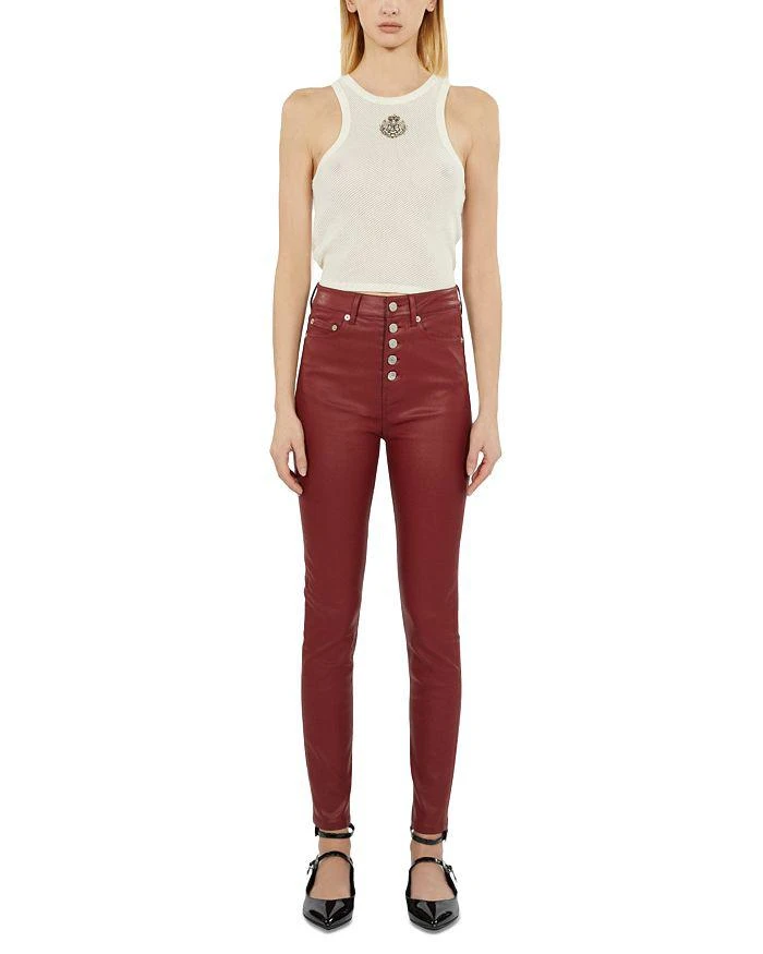 The Kooples High Rise Faux Leather Skinny Jeans in Dark Red 2