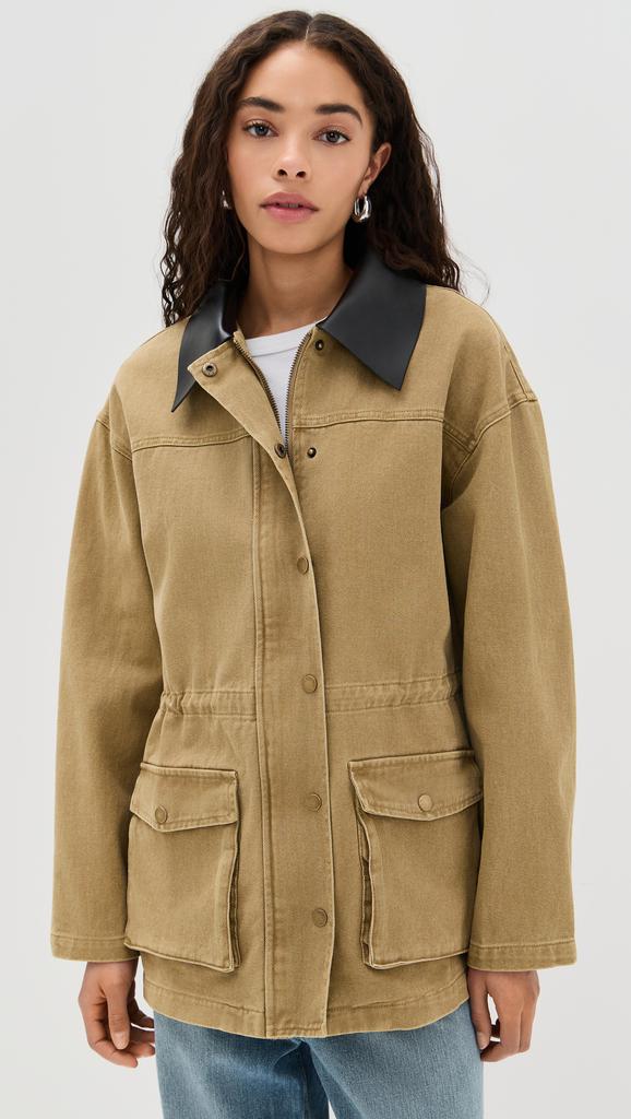Pixie Market Faux Leather Collar Barn Jacket